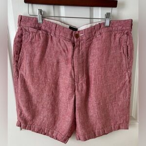 J. Crew Shorts Men's 36 Red Irish Linen Cotton Casual Beach 9" Summer Chino
